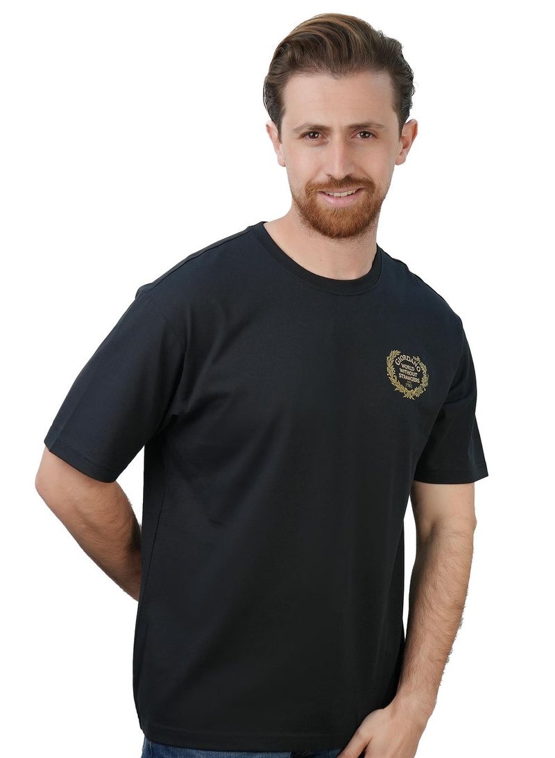 GIORDANO Men’s Relaxed Fit Printed Crew Neck Cotton Jersey Tee - Image 1